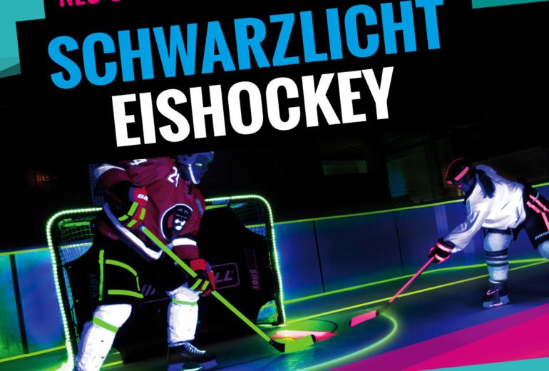 Schwarzlicht Eishockey bei SLIDE COLOGNE - Kölns 1. Kunsteis-Arena in Dellbrueck